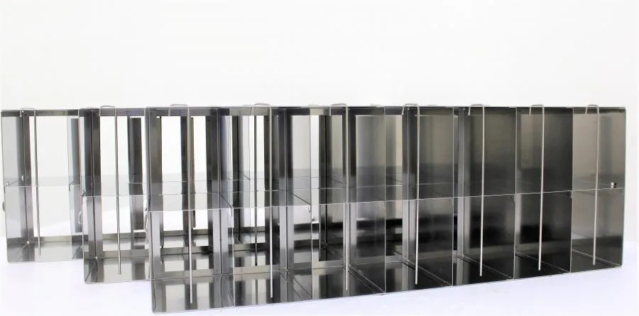 Stainless Steel Upright ULT Freezer Racks 7x2- 14 boxes with Locking rods