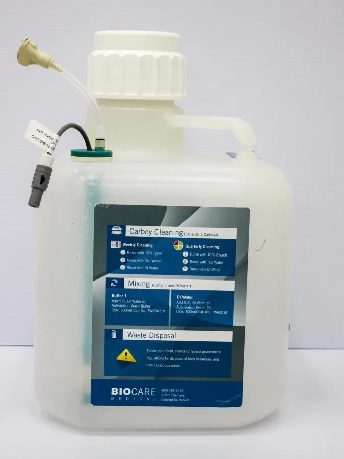 Biocare Medical Waste Carboy Assy, Buffer 2, 10L  w/ Tubing and Float Sensor