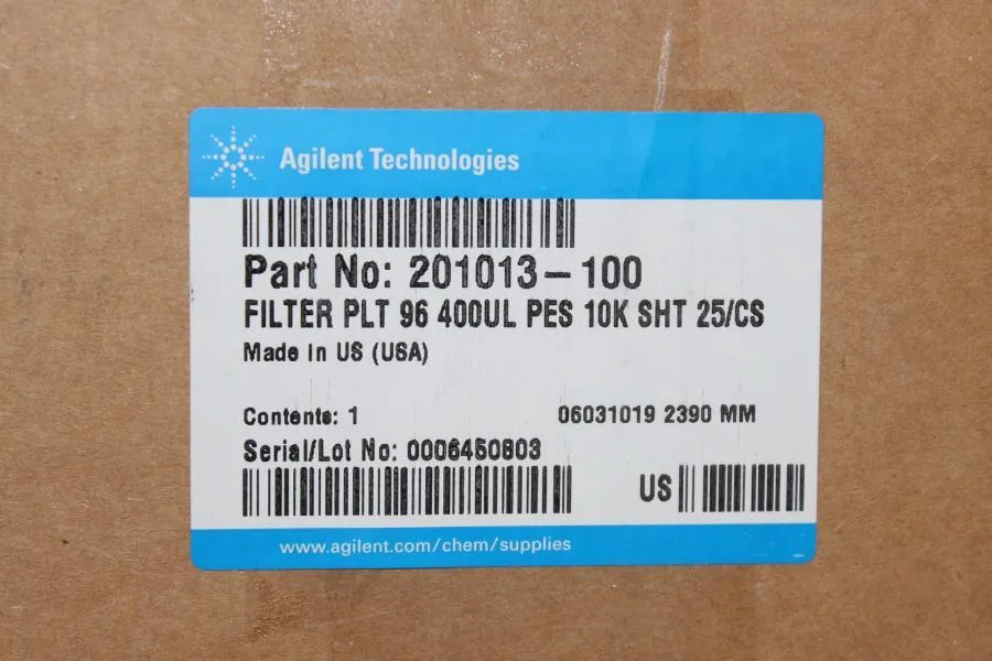Agilent technologies Filter PLT 96 400UL PES 10K SHT 25/cs. 201013-100