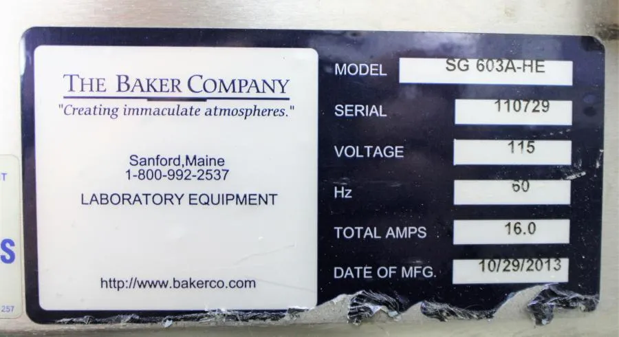 Baker SterilGARD SG603A-HE Class II Type A2 BSC CLEARANCE! As-Is