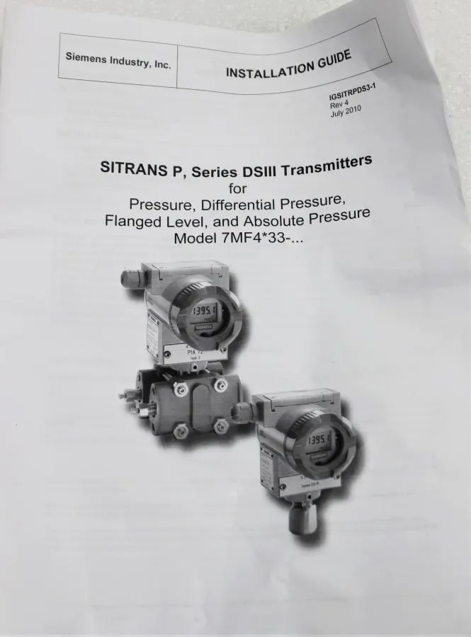 Siemens SITRANS P410 Pressure Transmitter CLEARANCE! As-Is