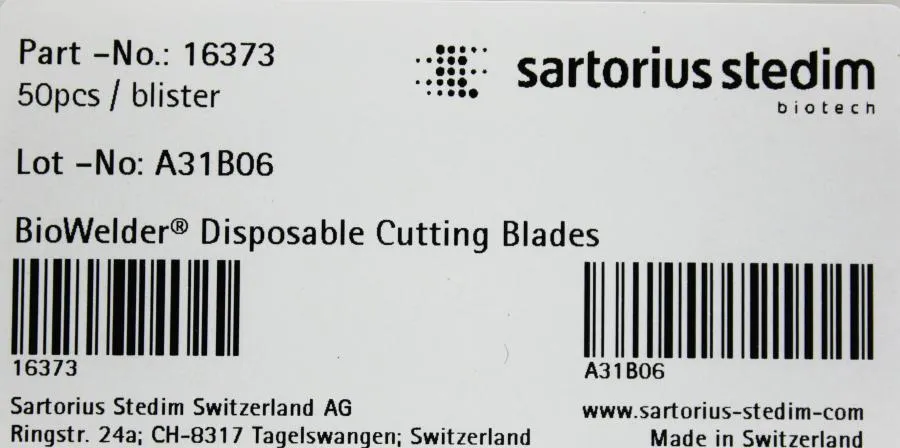 Sartorius Stedim 16373 BioWelder Stainless Steel Disposable Cutting Blades50/Bx