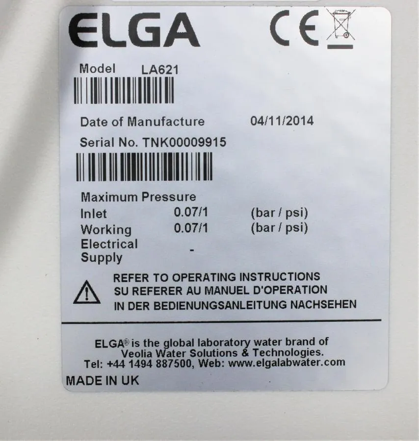 Elga Option-R 15 PURELAB Water Purification CLEARANCE! As-Is