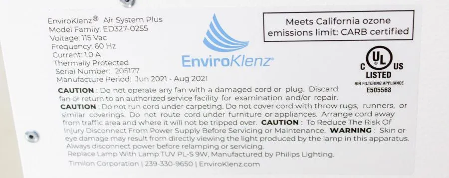 EnviroKlenz Air Plus Mobile UV Air Purifier CLEARANCE! As-Is