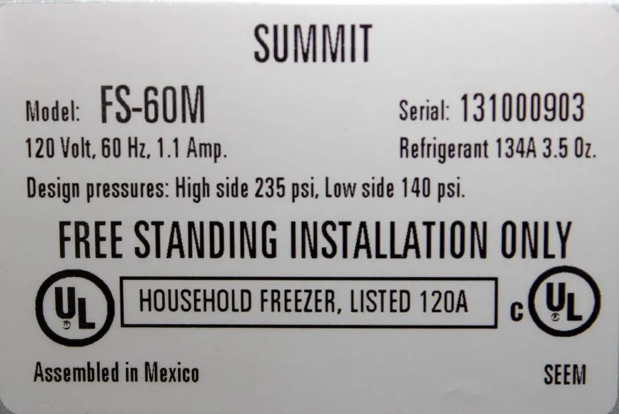 Summit FS60M-L  22'' Wide All-Freezer