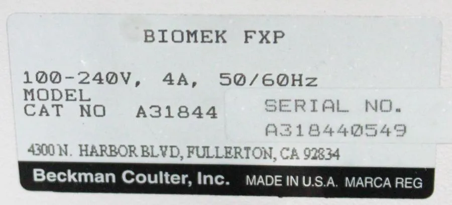 Beckman Coulter Biomek FXP Dual Arm Automated Liquid Handling System A31844