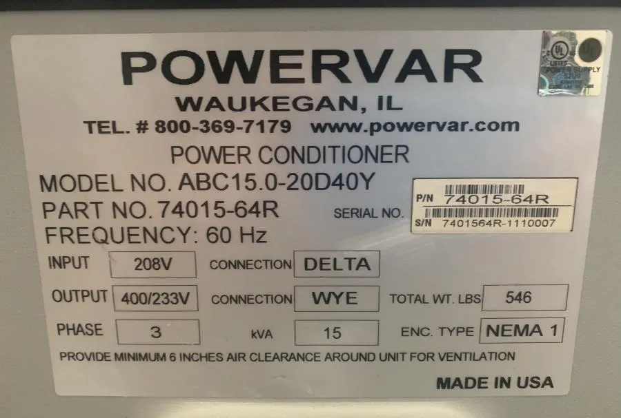 Powervar Series 2000 GPI Global Power Conditioner CLEARANCE! As-Is
