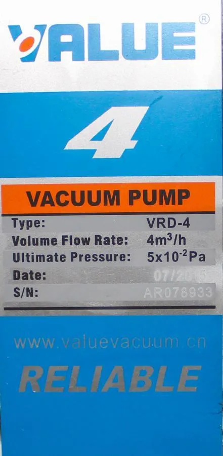 Value 4 Vacuum Pump Dual Stage Model: VRD-4