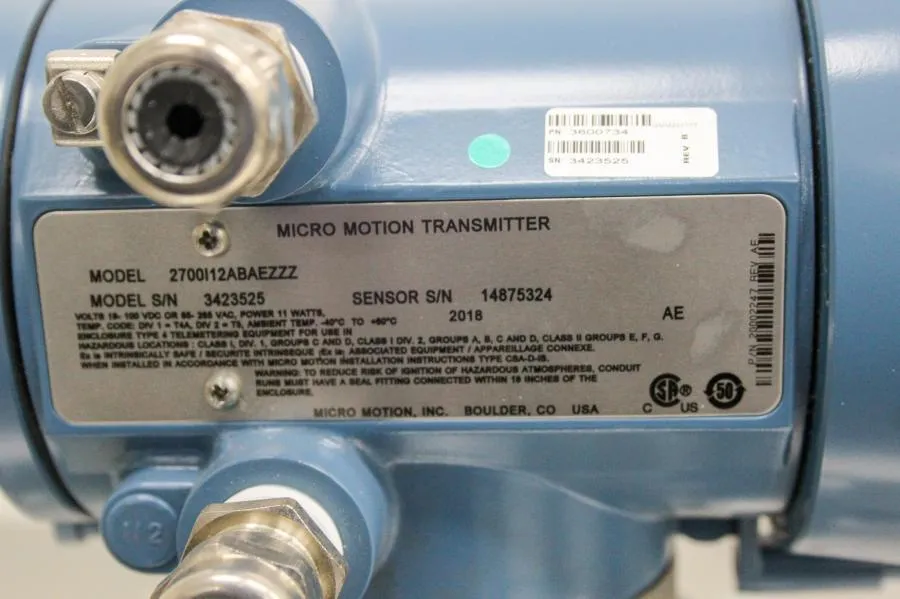 Micro Motion Transmitter 2700I12ABAEZZZ  with Mass Flow Sensor T025F621SCAAEZZZZ