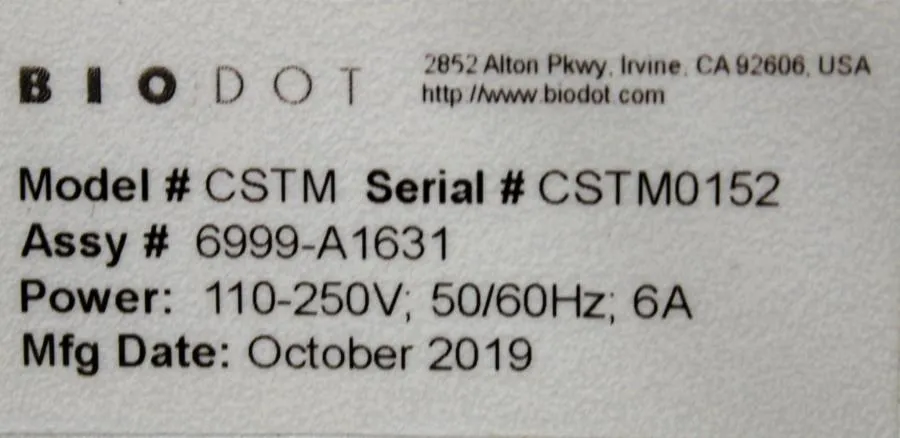 BIODOT CSTM 6999-A1631 CLEARANCE! As-Is