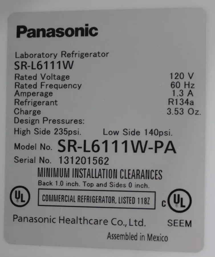 Panasonic Undercounter Refrigerator SR-L6111W-PA