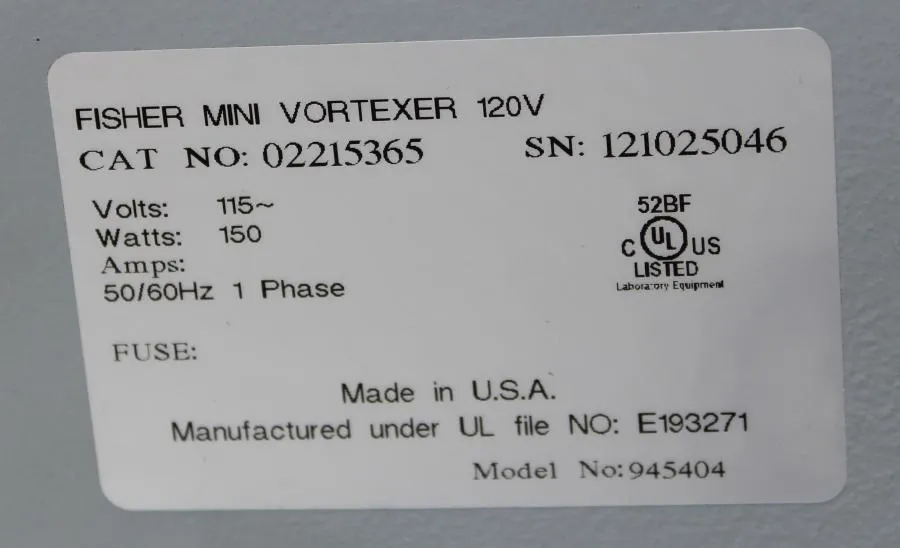 Fisher Scientific Mini Vortex Mixer 02215365