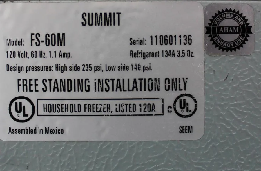 Summit 5 cu. ft. Upright Manual Defrost Freezer in White FS-60M
