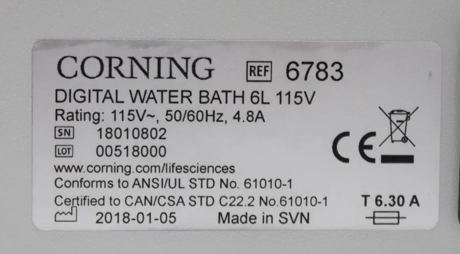 Corning Digital 6L Water Bath 6783 CLEARANCE! As-Is