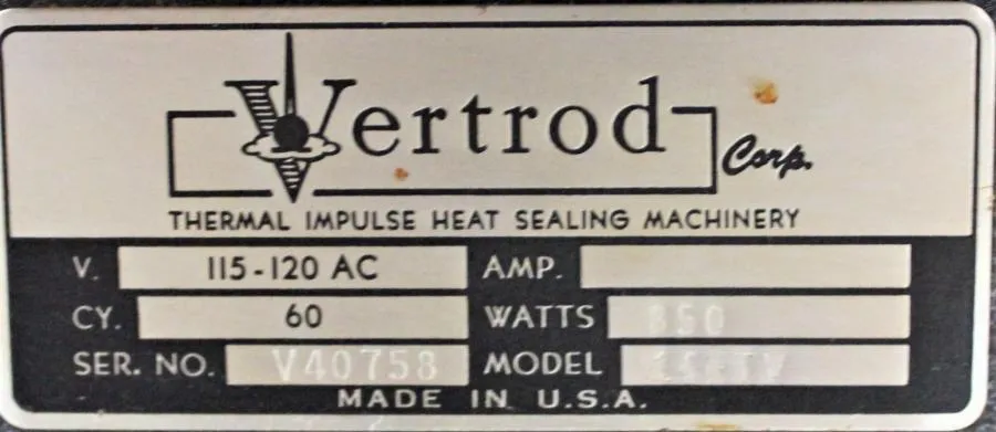 Vertrod Thermal Impulse Heat Sealing Machinery 14H CLEARANCE! As-Is