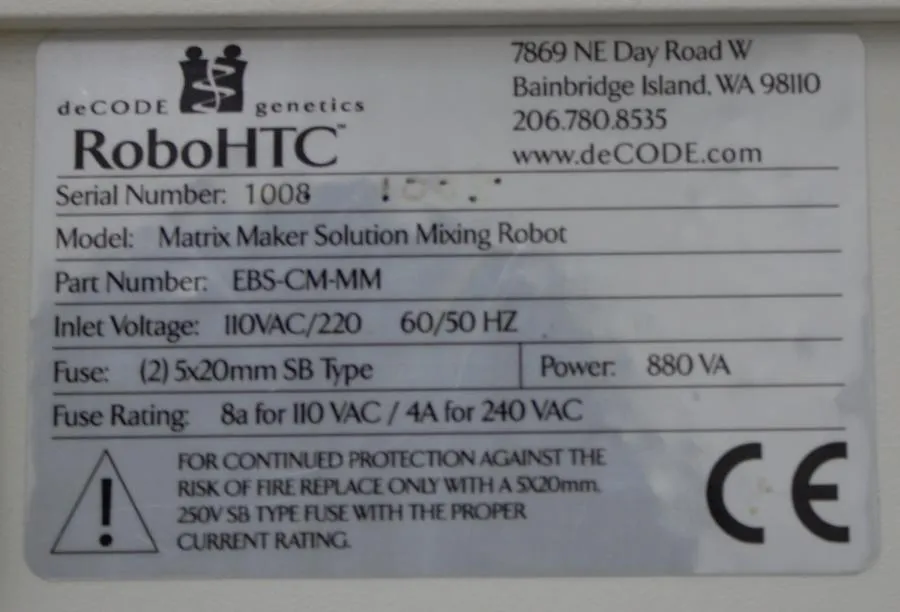 Decode Genetics Robo HTC Matrix Maker Solution Mixing Robot EBS-CM-MM