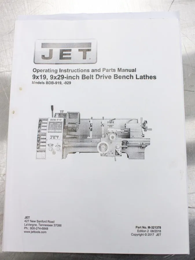 JET Belt Drive Bench Lathe with Stand Model BD CLEARANCE! As-Is