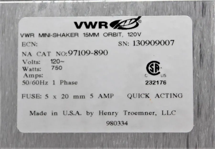 VWR Mini-Shaker 15mm Orbit 97109-890