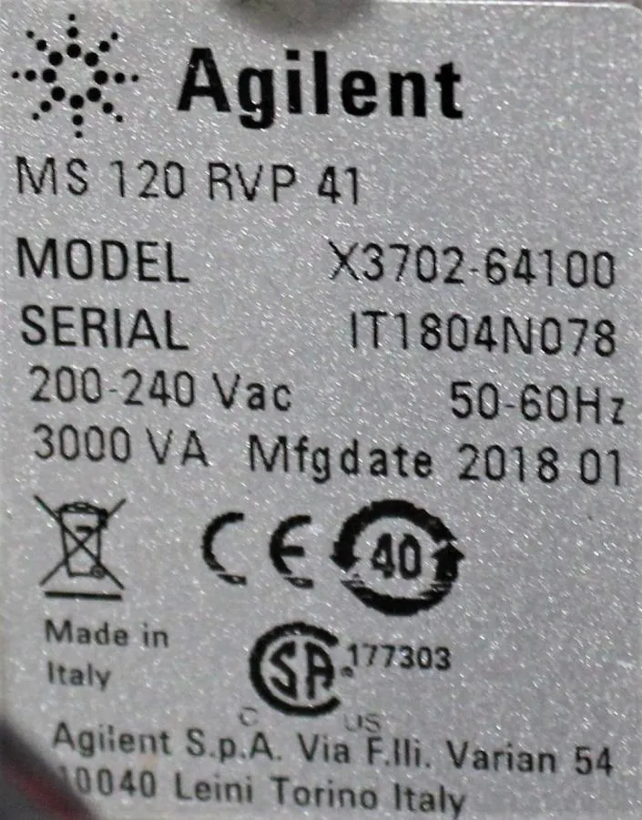 Agilent MS-120 Vacuum Pump X3702-64100  Noise Reduction Enclosure