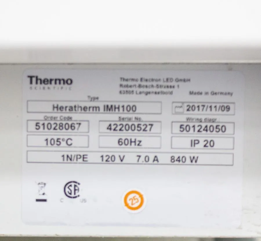 Thermo Heratherm IMH100 Advanced Protocol Microbiological Incubator 51028067