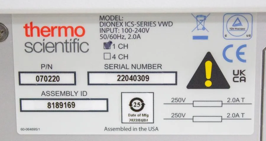 Thermo Scientific Dionex ICS-Series VWD Variable W CLEARANCE! As-Is