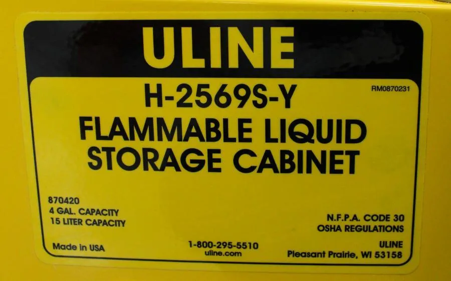 ULINE H-2569S-Y Yellow 4 Gal.  Safety Flammable Liquid Storage