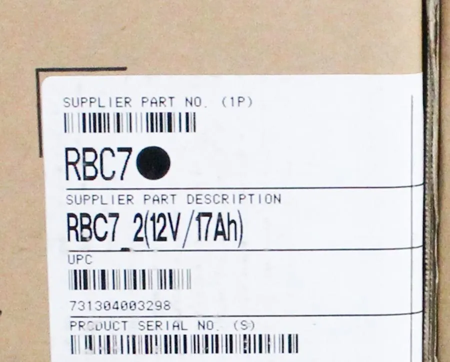 APC RBC7 Replacement Battery Cartridge, VRLA Battery, 17Ah, 12VDC