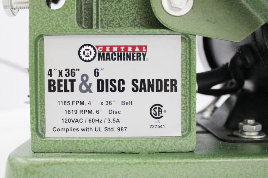 Central-Machinery 4 in. x 36 in. Belt / 6 in. Disc Sander
