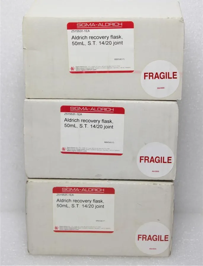 Sigma-Aldrich Recovery Flask 50mL S.T.  14/20  Joint  Lot of 3