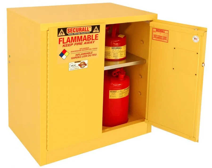 Securall 30 Gallon Flammable Storage Cabinet, Manual Close Standard 2-Door