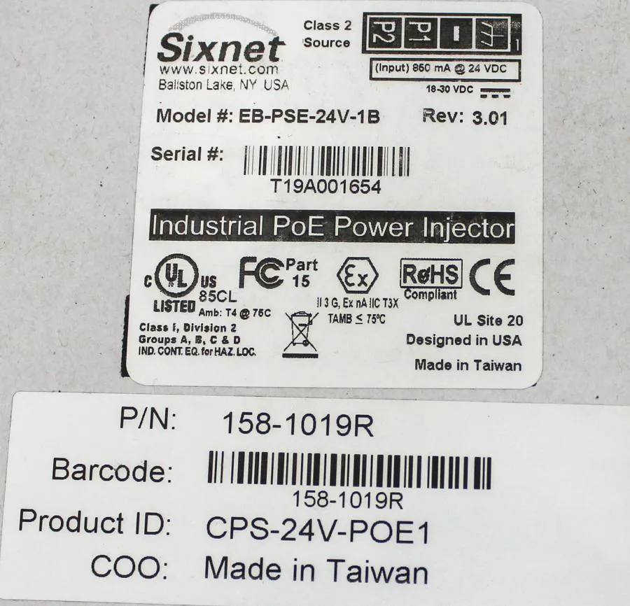 Box of Parts Sixnet EB-PSE-24V-1B Industrial PoE Power Injector & Motor Driver
