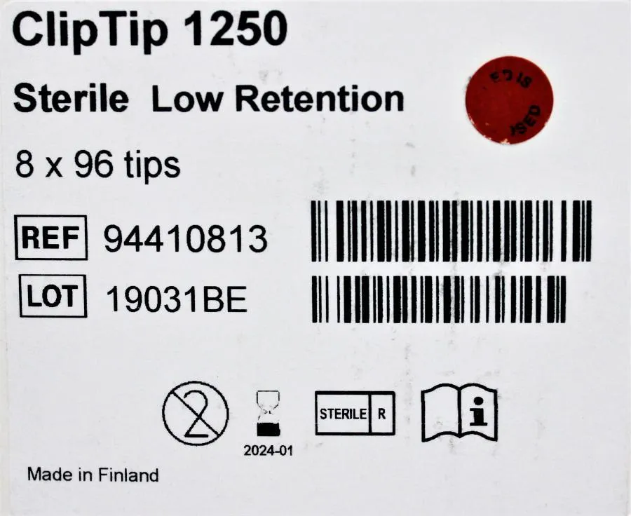 Thermo Scientific Clip Tip 1250 Sterile Low Retention 8 X 96 tips/rack