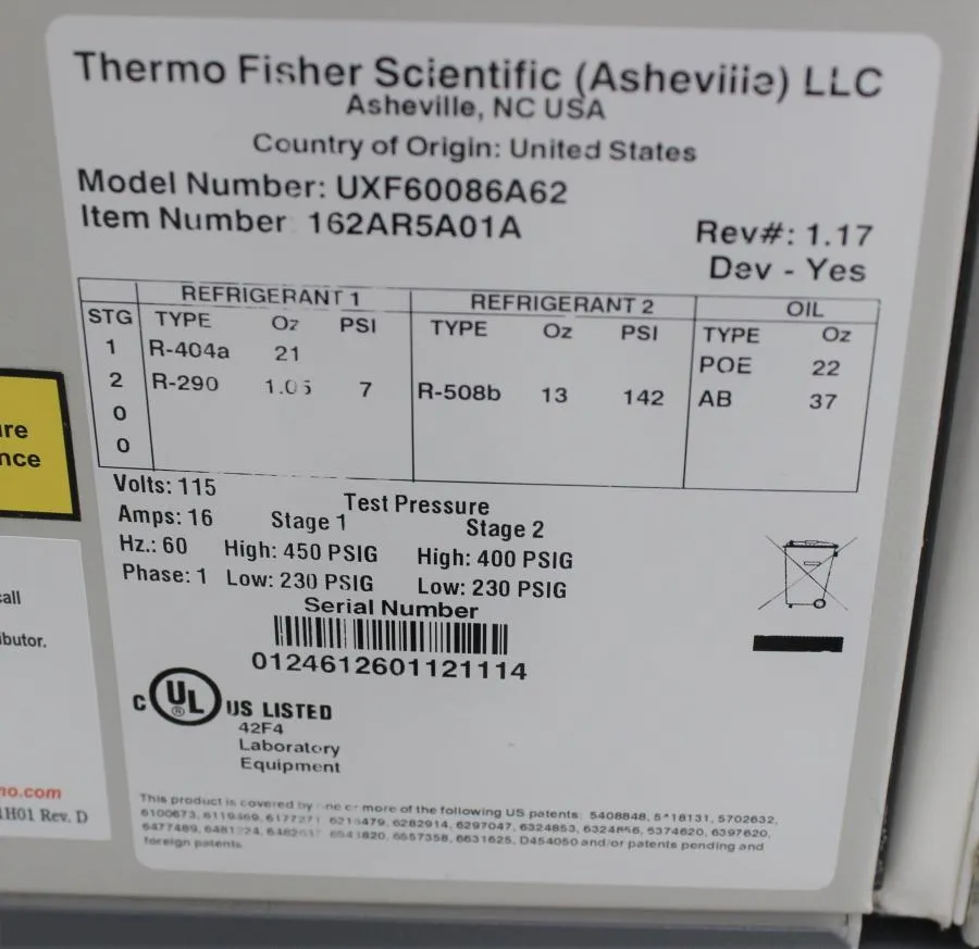 Thermo Scientific Revco UxF -86C Ultra Low Freezer CLEARANCE! As-Is