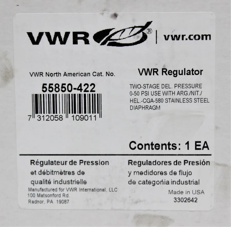VWR 2-Stage Regulator 55850-422