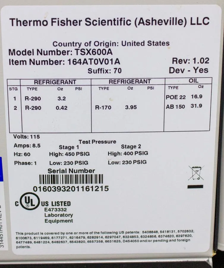 Thermo TSX Series Ultra Low Temperature Freezer TS CLEARANCE! As-Is