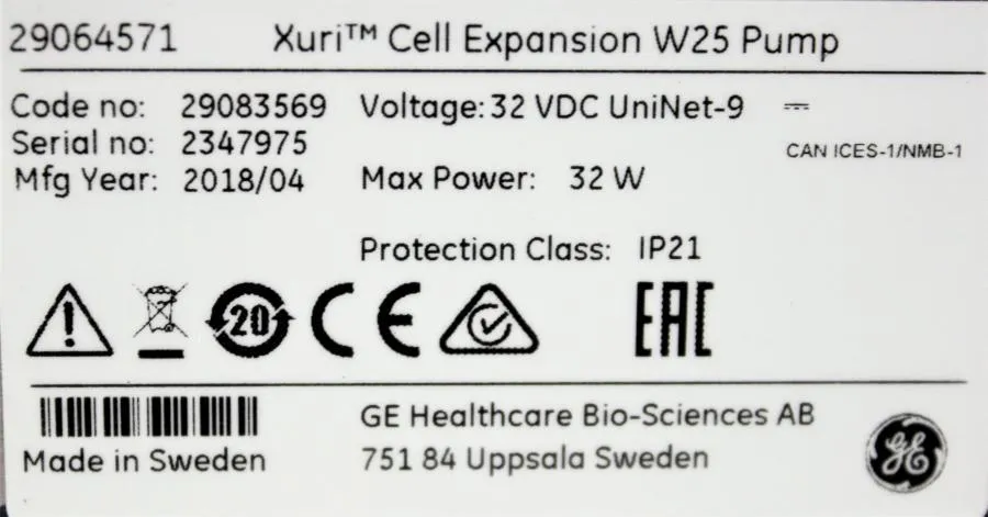GE Healthcare 29064571 Xuri Cell Expansion W25 Pump
