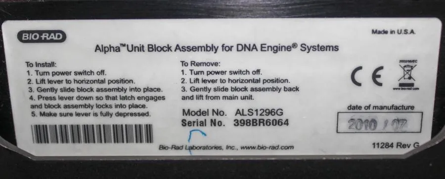 Bio-Rad Gradient 96 Well DNA Engine Thermal Cycler Model: ALS1296G /PTC0200