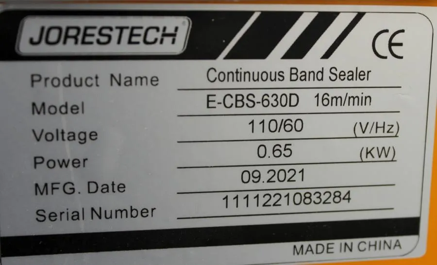 JORESTECH E-CBS-630D Continuous Band Sealer CLEARANCE! As-Is