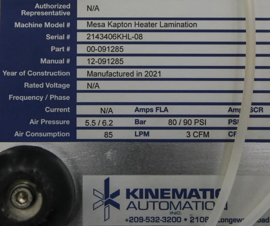 Kinematic Automation Mesa Kapton Heater Lamination