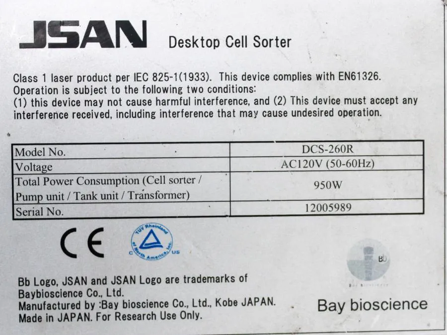 JSAN DCS-260R Desktop Cell Sorter