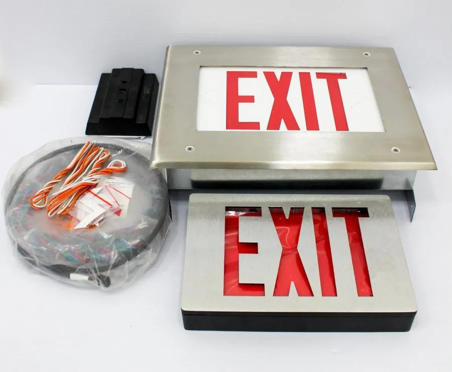 Vandal Resistant Steel Exit Sign RED Letters and Die-Cast Aluminum