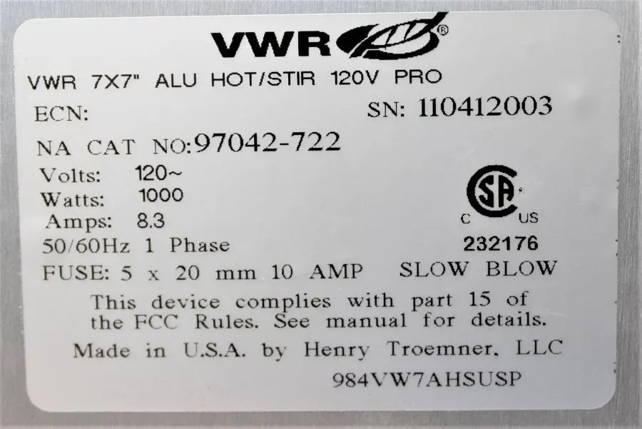 VWR Alu Hot/Stir Pro 97042-722
