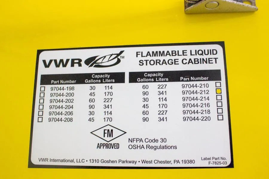 VWR Flammable Liquid Storage 90 Gallon Cabinet Model 97044-212