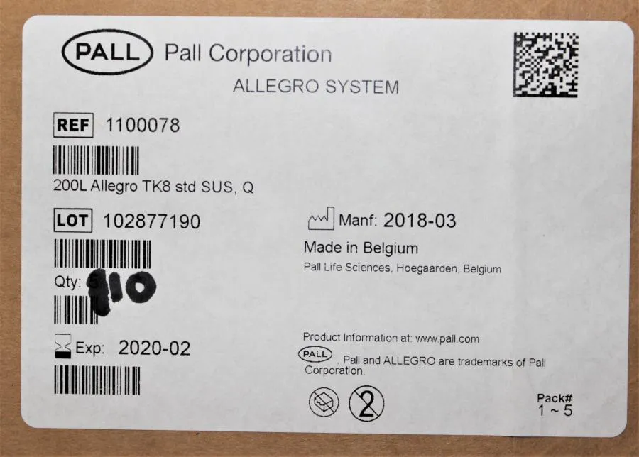 Pall Allegro TK8 3D 200L Biocontainers Standard CLEARANCE! As-Is