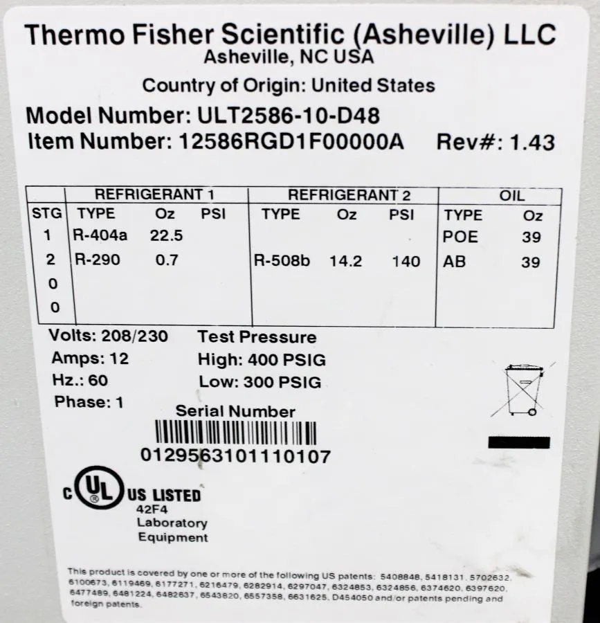 Thermo Fisher Revco -86 Ultima Plus Upright Freeze CLEARANCE! As-Is