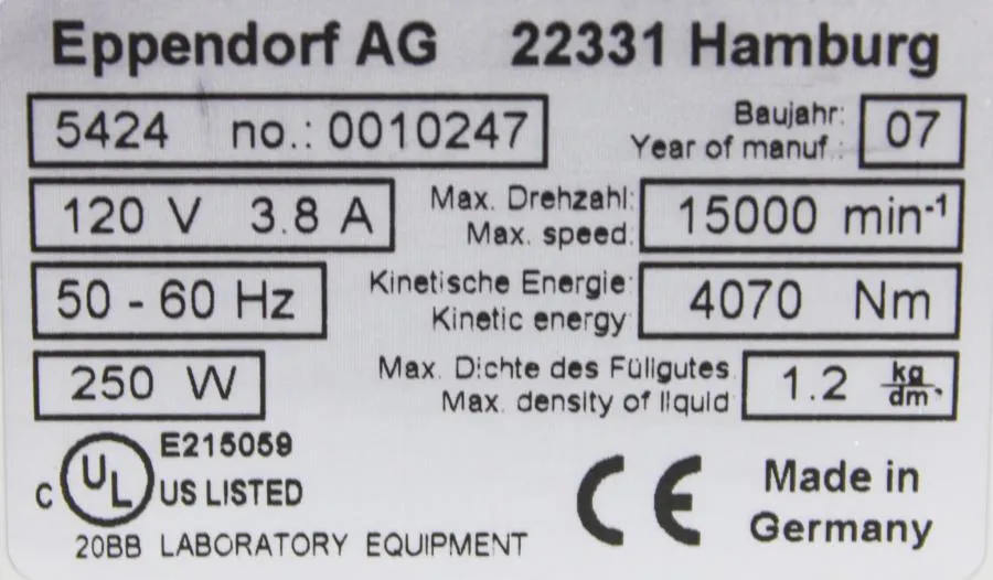 Eppendorf AG 5424 Microcentrifuges