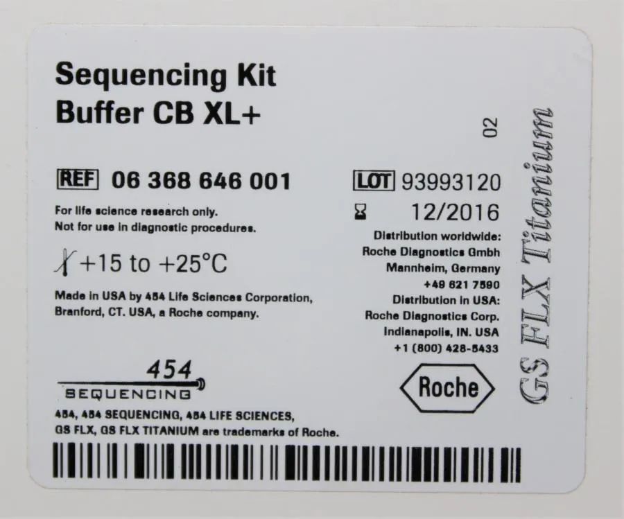 Roche 454 Sequencing Kit Buffer CB XL+ CLEARANCE! As-Is