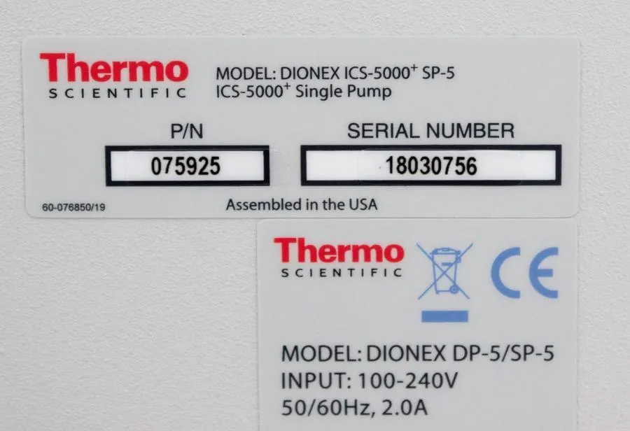 Dionex ICS-5000, AS-AP, SP-5, & DC 5 Ion Chromatography System