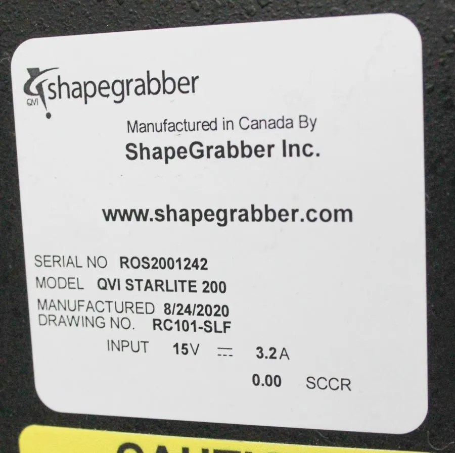 ShapeGrabber QVI Starlite 200 Benchtop Measuring System with Worktable