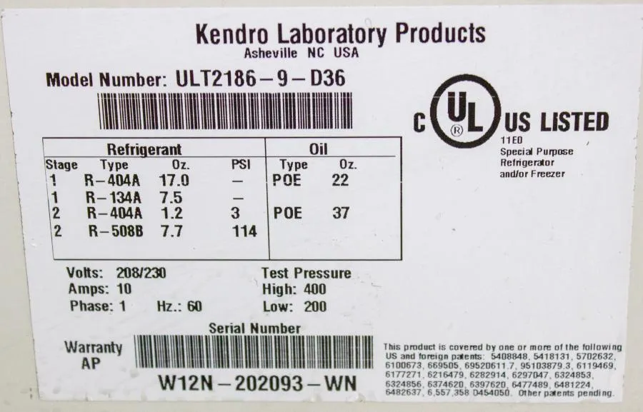 Kendro Labs Revco ULT2186-9-D36 Ultra Low Temperat CLEARANCE! As-Is